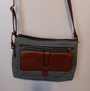 Fossil Multicolor Crossbody Bag with Brown Accents